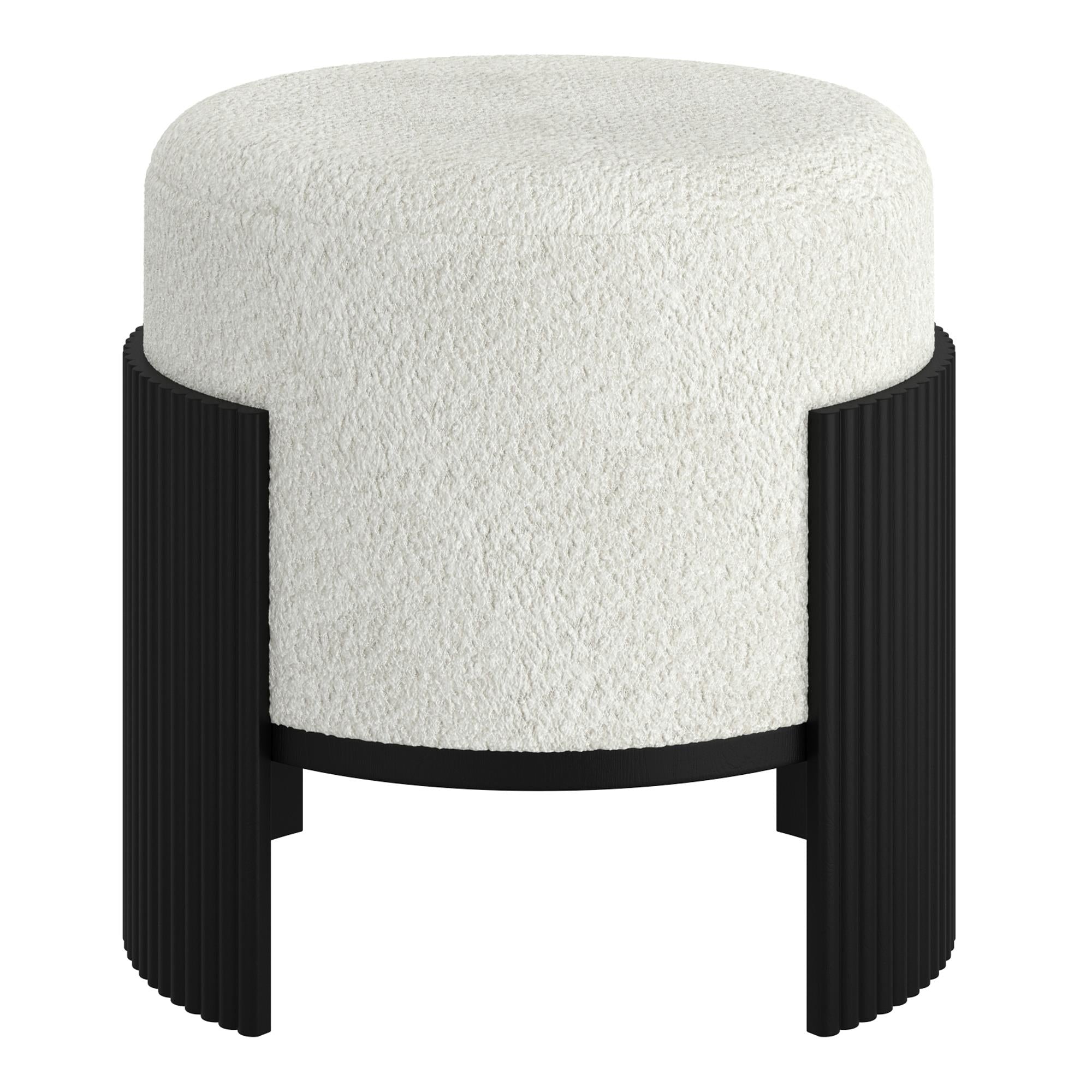  !nspire Kiraz 402-839IV_BK Round Ottoman - Ivory & Black IMAGE 5