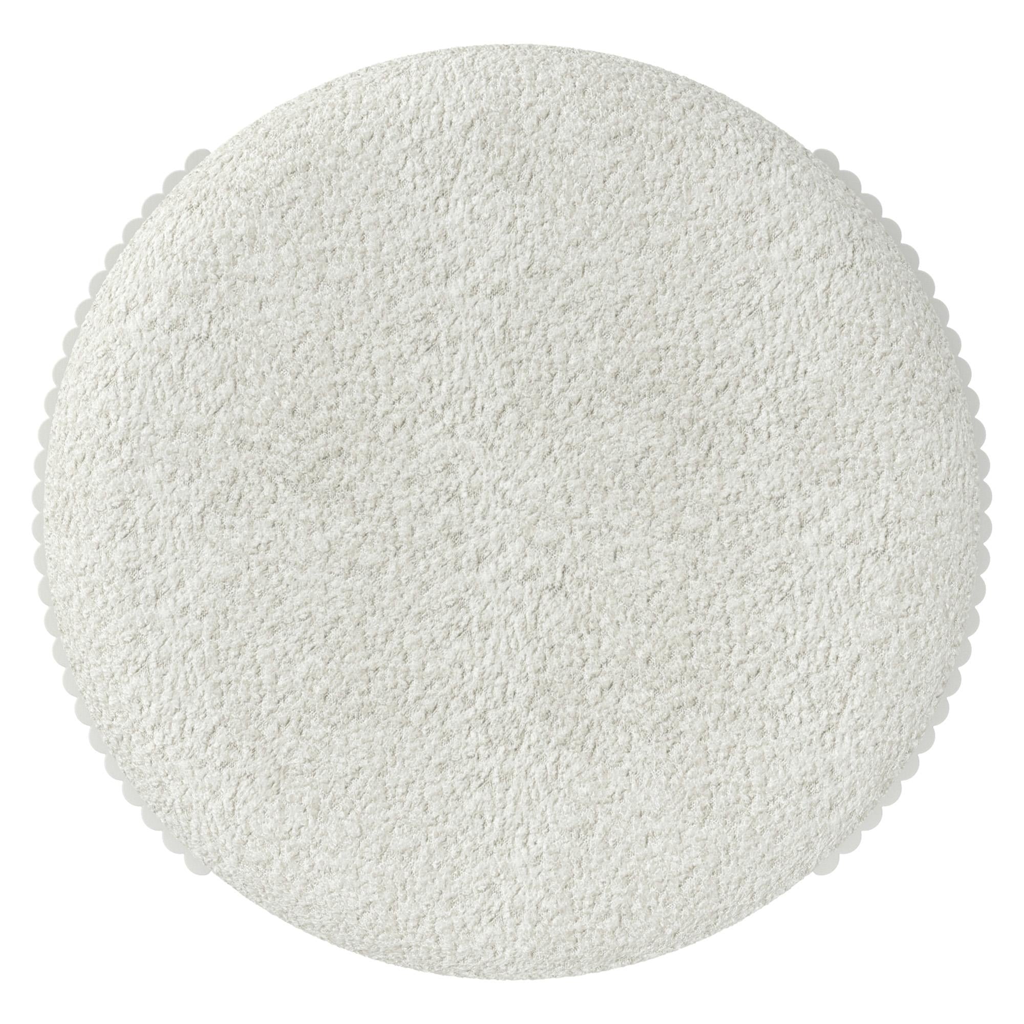  !nspire Kiraz 402-839IV_WT Round Ottoman - Ivory & White IMAGE 6