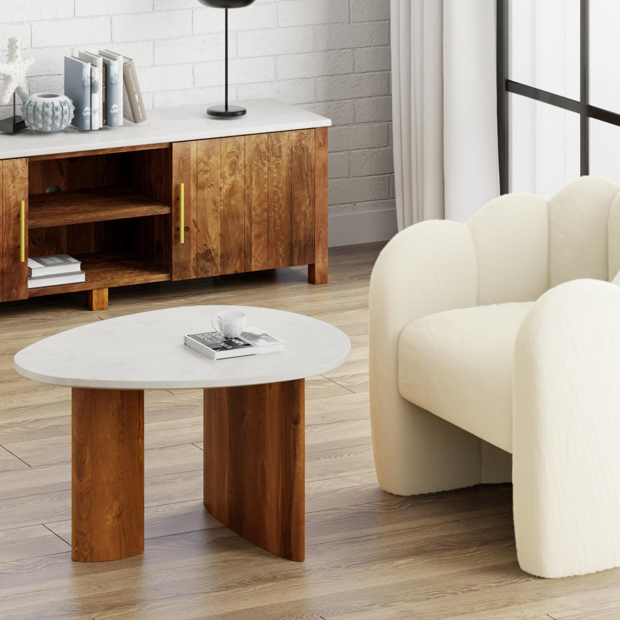  !nspire Lyriq 301-975WAL Coffee Table - Walnut & White IMAGE 2