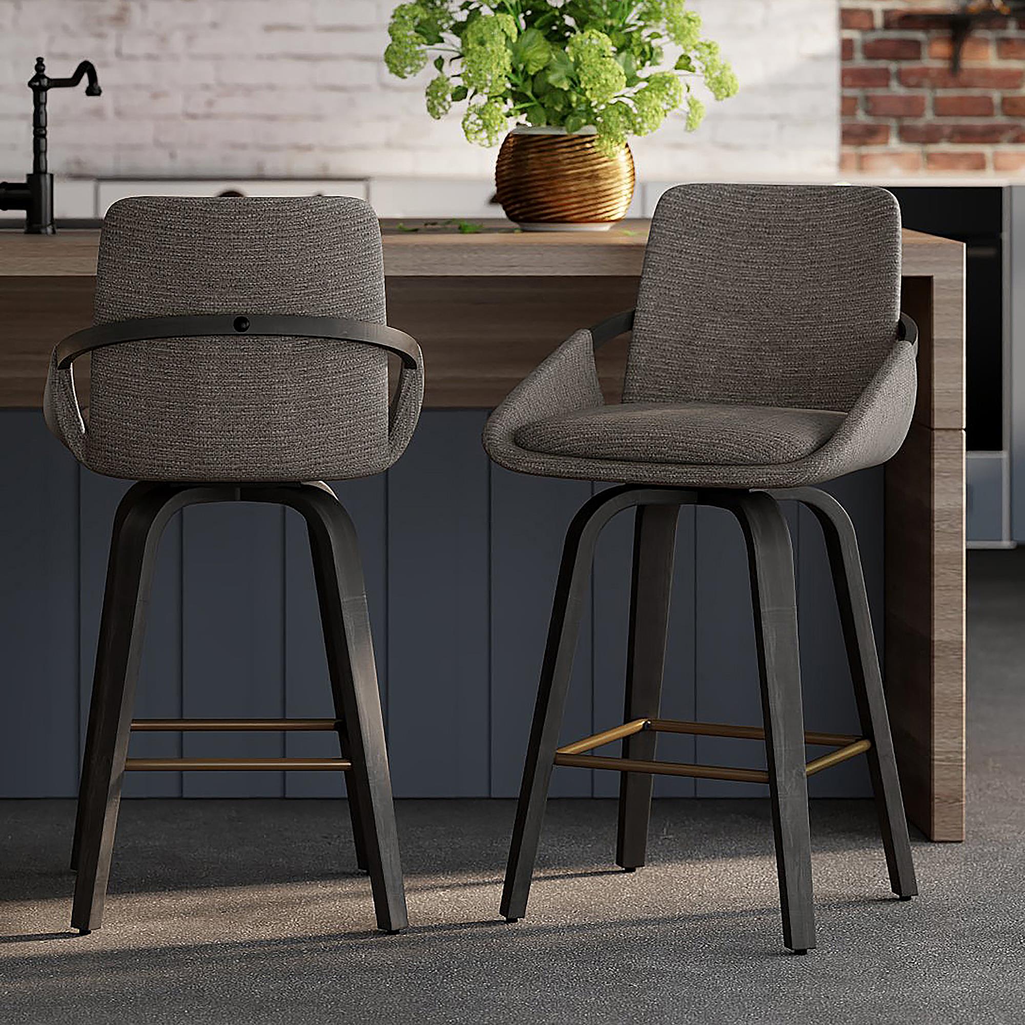  !nspire Parker 203-944CH 26" Counter Stool w/Swivel - Charcoal Performance Fabric & Black IMAGE 2
