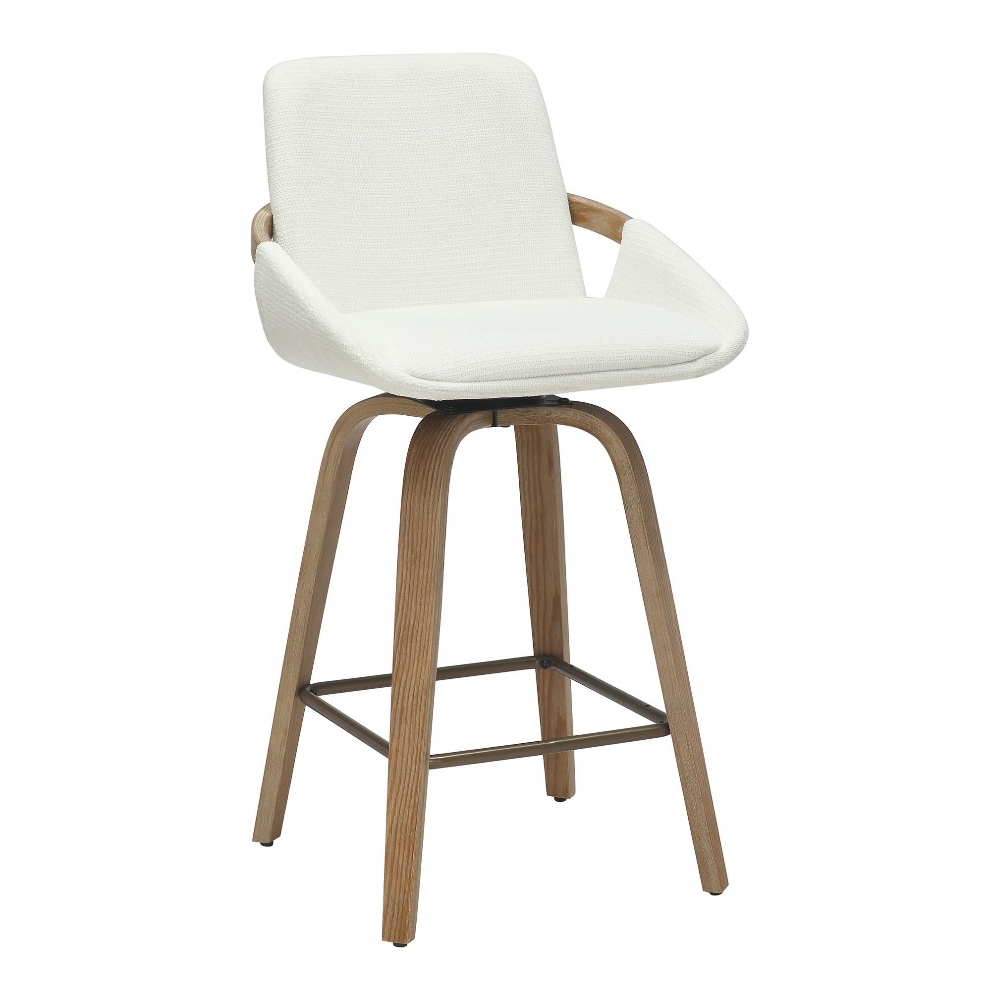  !nspire Parker 203-944IV 26" Counter Stool w/Swivel - Ivory Performance Fabric & Whitewash IMAGE 1