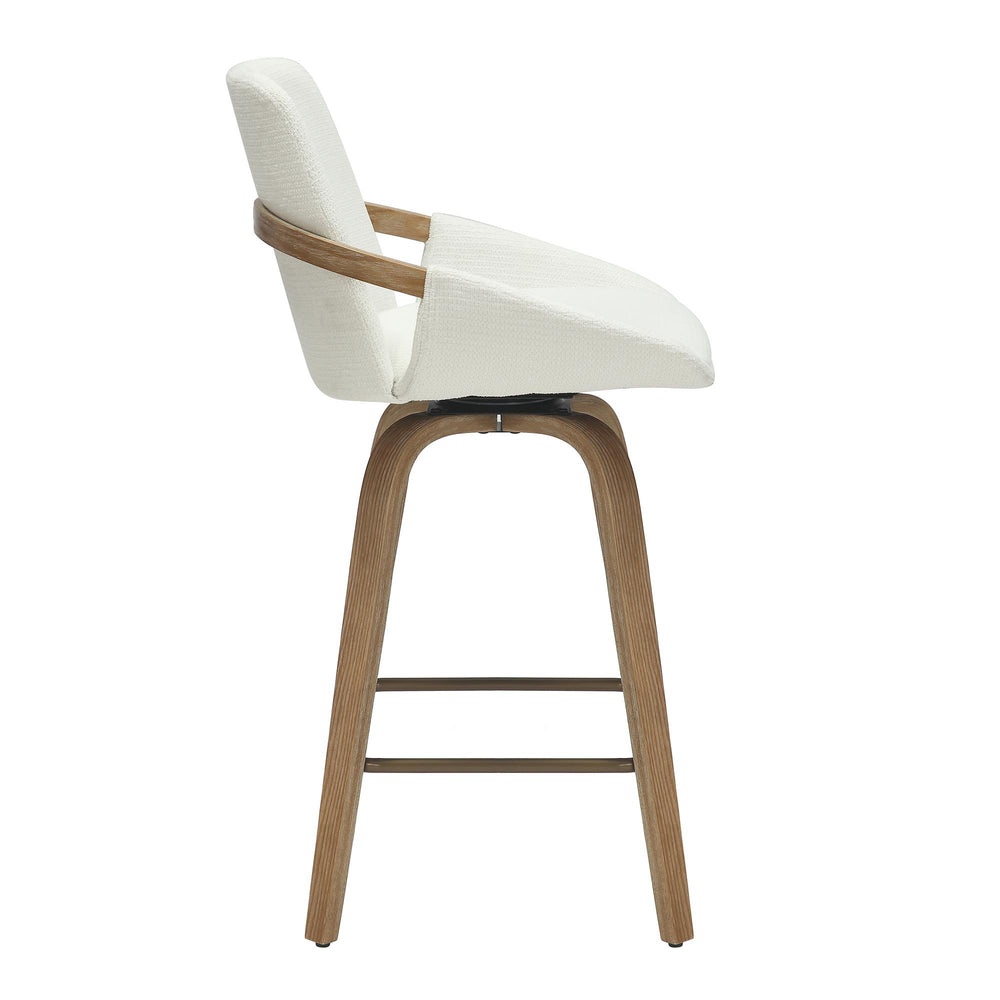  !nspire Parker 203-944IV 26" Counter Stool w/Swivel - Ivory Performance Fabric & Whitewash IMAGE 4