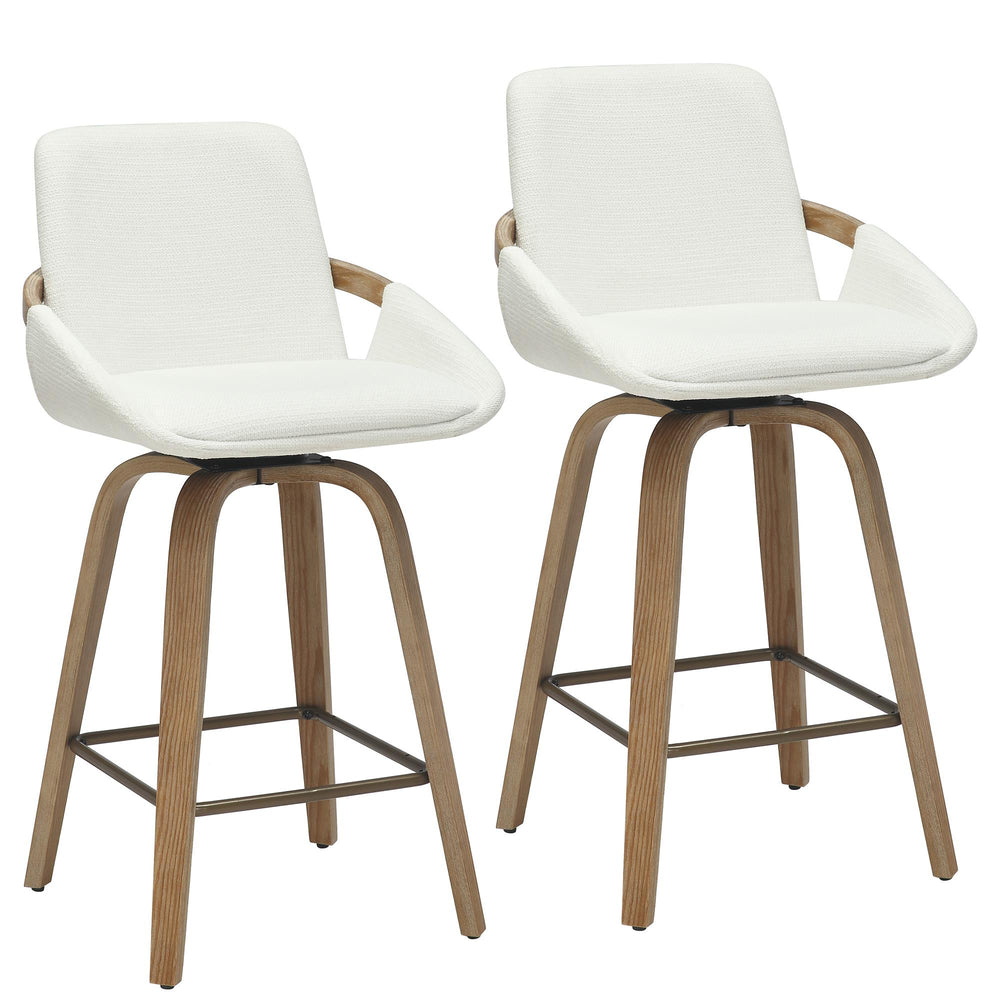  !nspire Parker 203-944IV 26" Counter Stool w/Swivel - Ivory Performance Fabric & Whitewash IMAGE 7