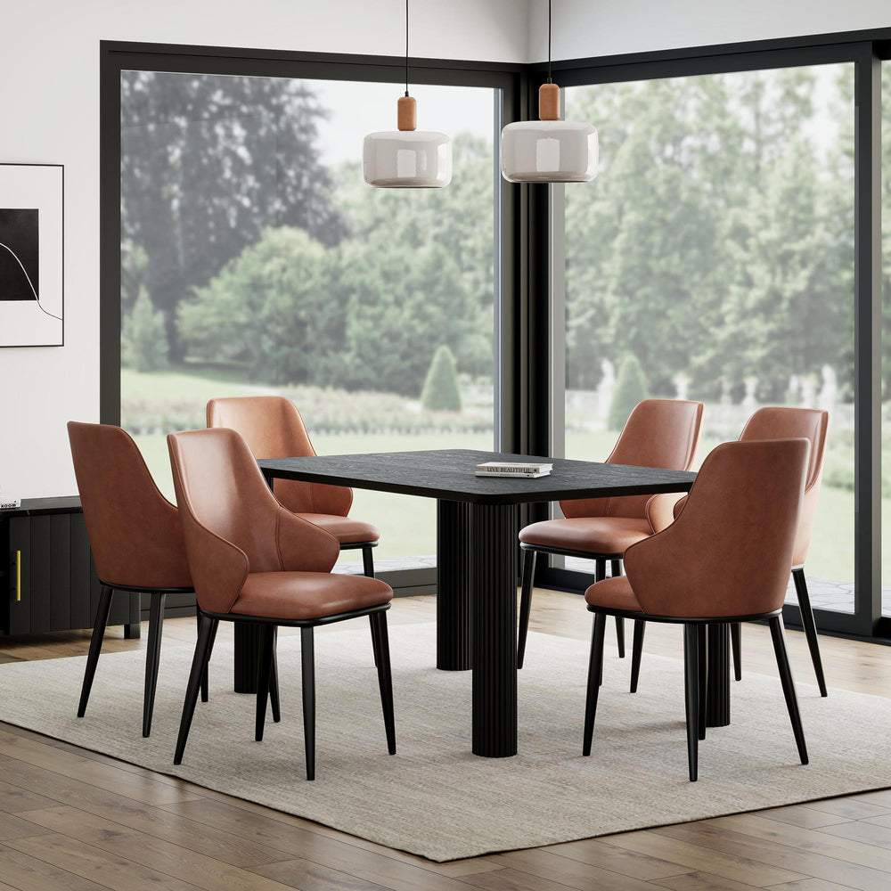  !nspire Sangra/Kash 207-751BLKSM_084SD 7 pc Dining Set - Black Table with Saddle Chair IMAGE 1