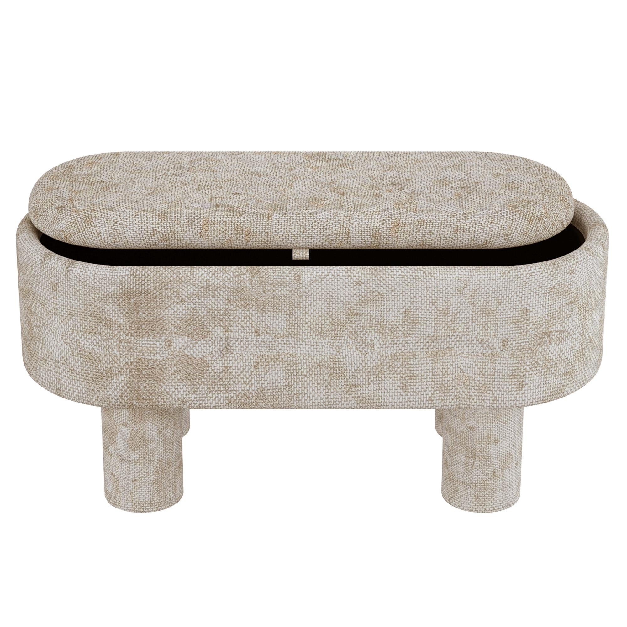  Worldwide Home Furnishings Sezron 402-642BEG Storage Ottoman Bench - Beige IMAGE 3