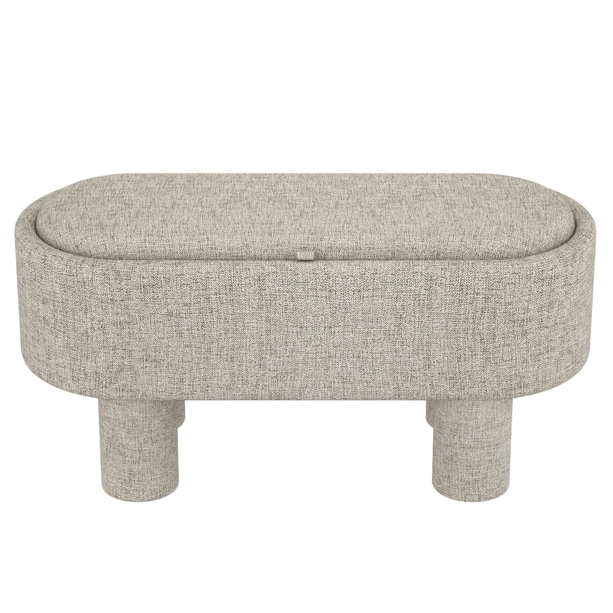  Worldwide Home Furnishings Sezron 402-642WGY Storage Ottoman Bench - Warm Grey IMAGE 1