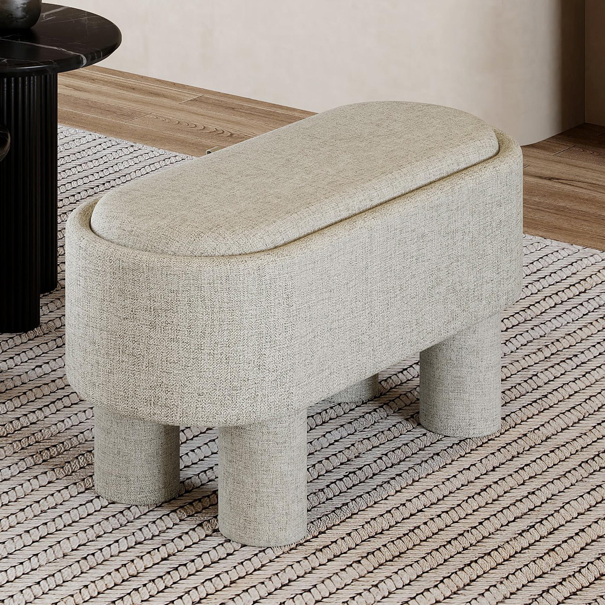  Worldwide Home Furnishings Sezron 402-642WGY Storage Ottoman Bench - Warm Grey IMAGE 2