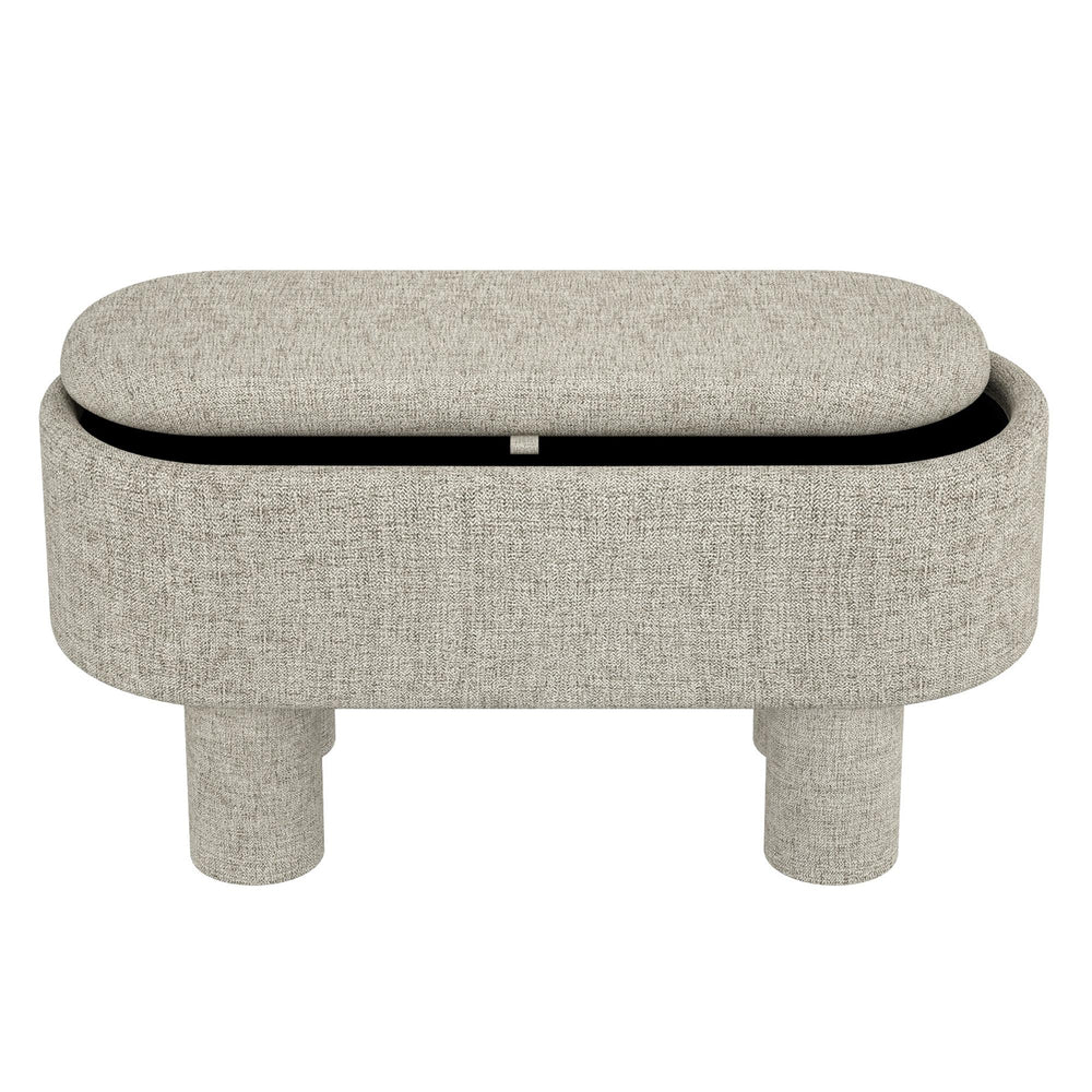  Worldwide Home Furnishings Sezron 402-642WGY Storage Ottoman Bench - Warm Grey IMAGE 3