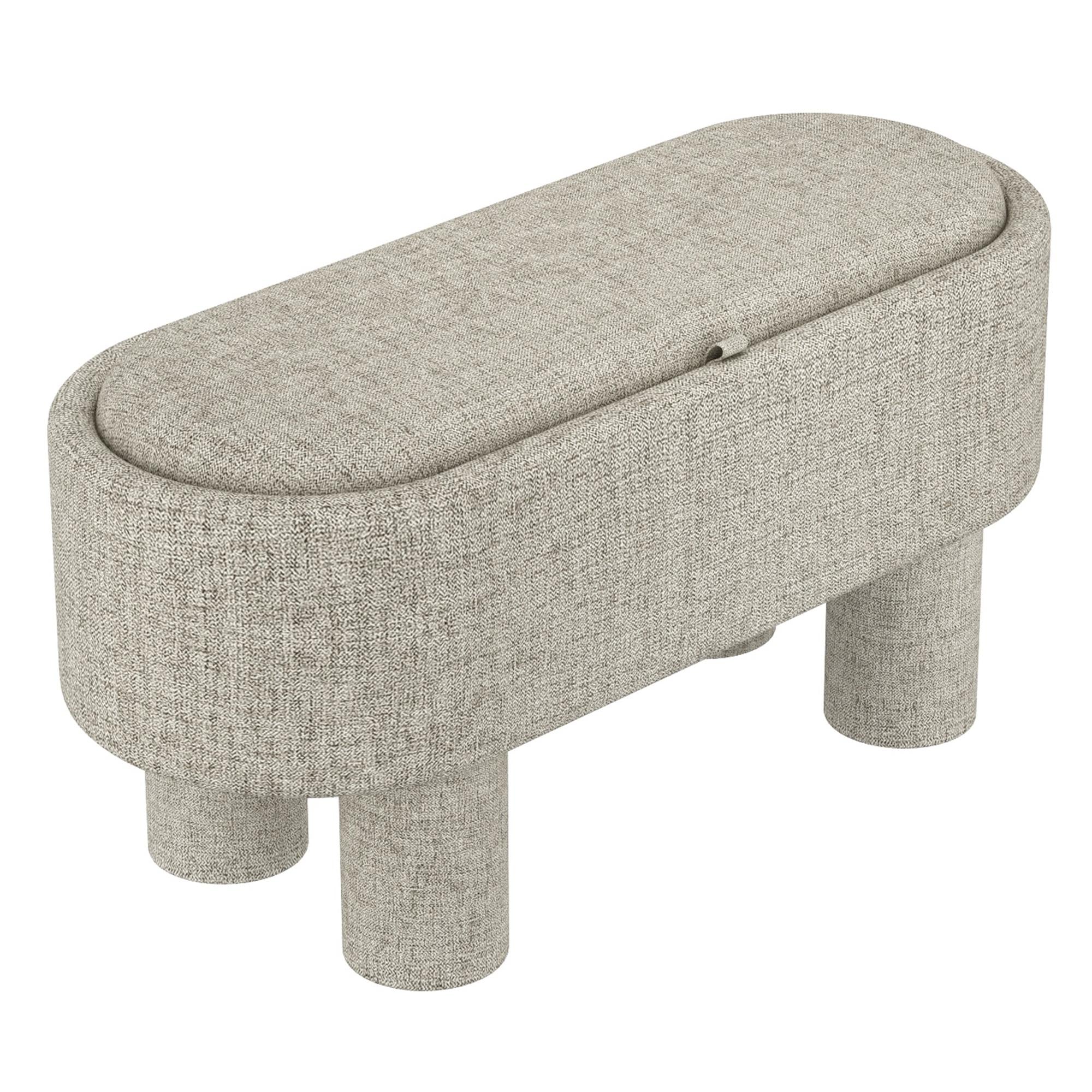  Worldwide Home Furnishings Sezron 402-642WGY Storage Ottoman Bench - Warm Grey IMAGE 4