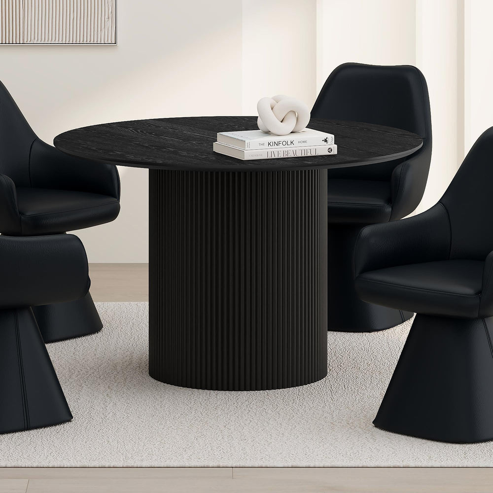  Worldwide Home Furnishings Tovas 201-782BLK Round Dining Table - Black IMAGE 2