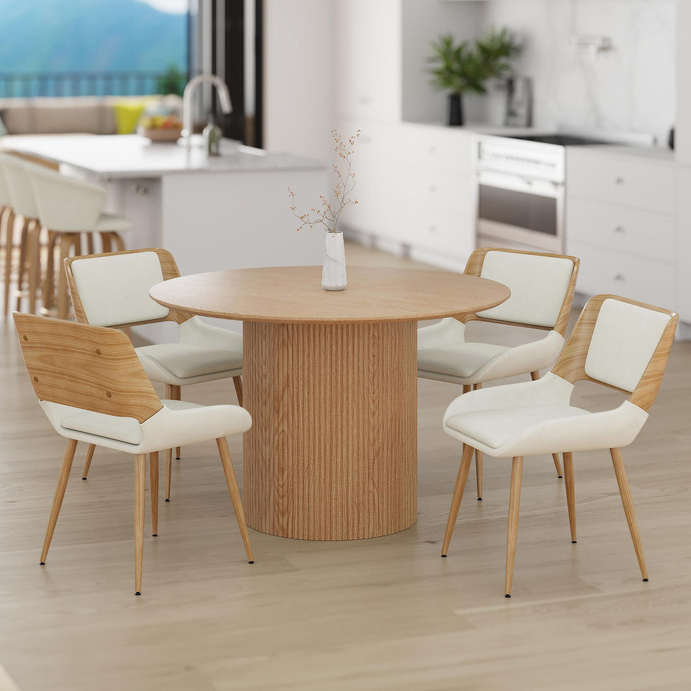  Worldwide Home Furnishings Tovas/Hudson 207-782NAT_582BG 5 pc Dining Set - Natural Table with Beige Chair IMAGE 1