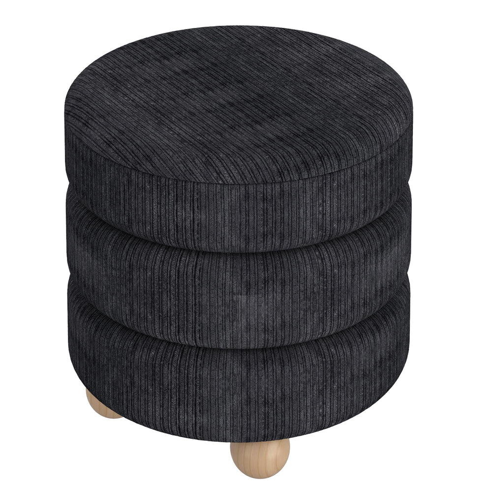  !nspire Willo 402-523BLK Round Ottoman - Black IMAGE 3