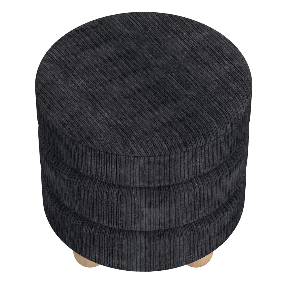  !nspire Willo 402-523BLK Round Ottoman - Black IMAGE 4