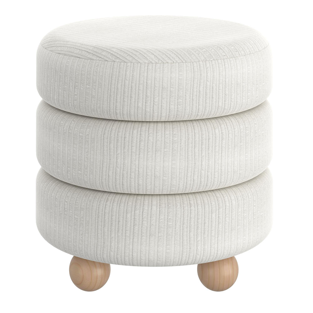  !nspire Willo 402-523IV Round Ottoman - Ivory IMAGE 1