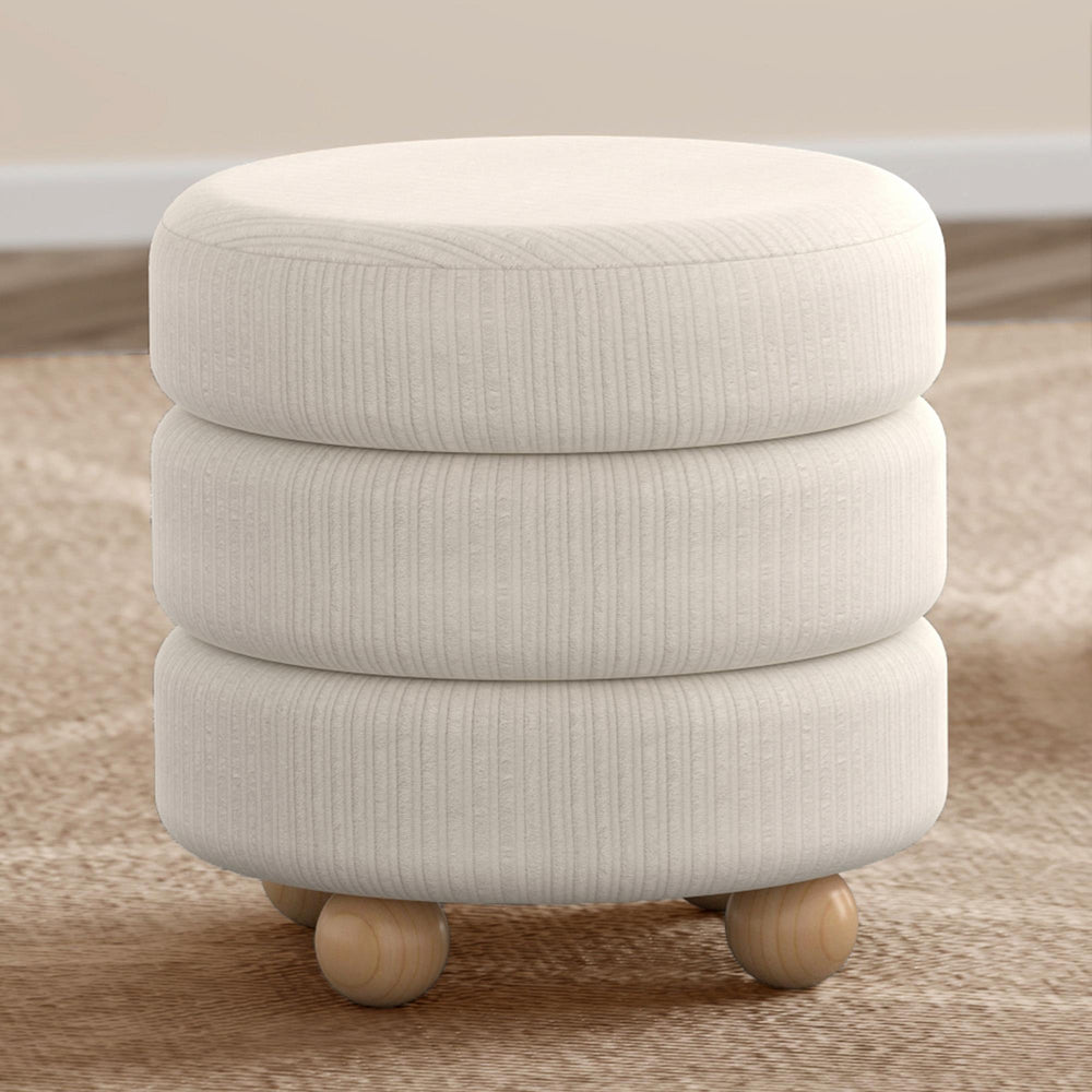  !nspire Willo 402-523IV Round Ottoman - Ivory IMAGE 2