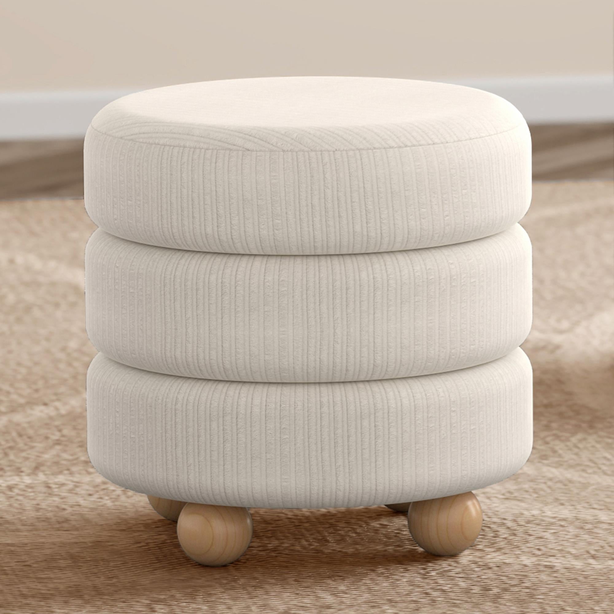  !nspire Willo 402-523IV Round Ottoman - Ivory IMAGE 2