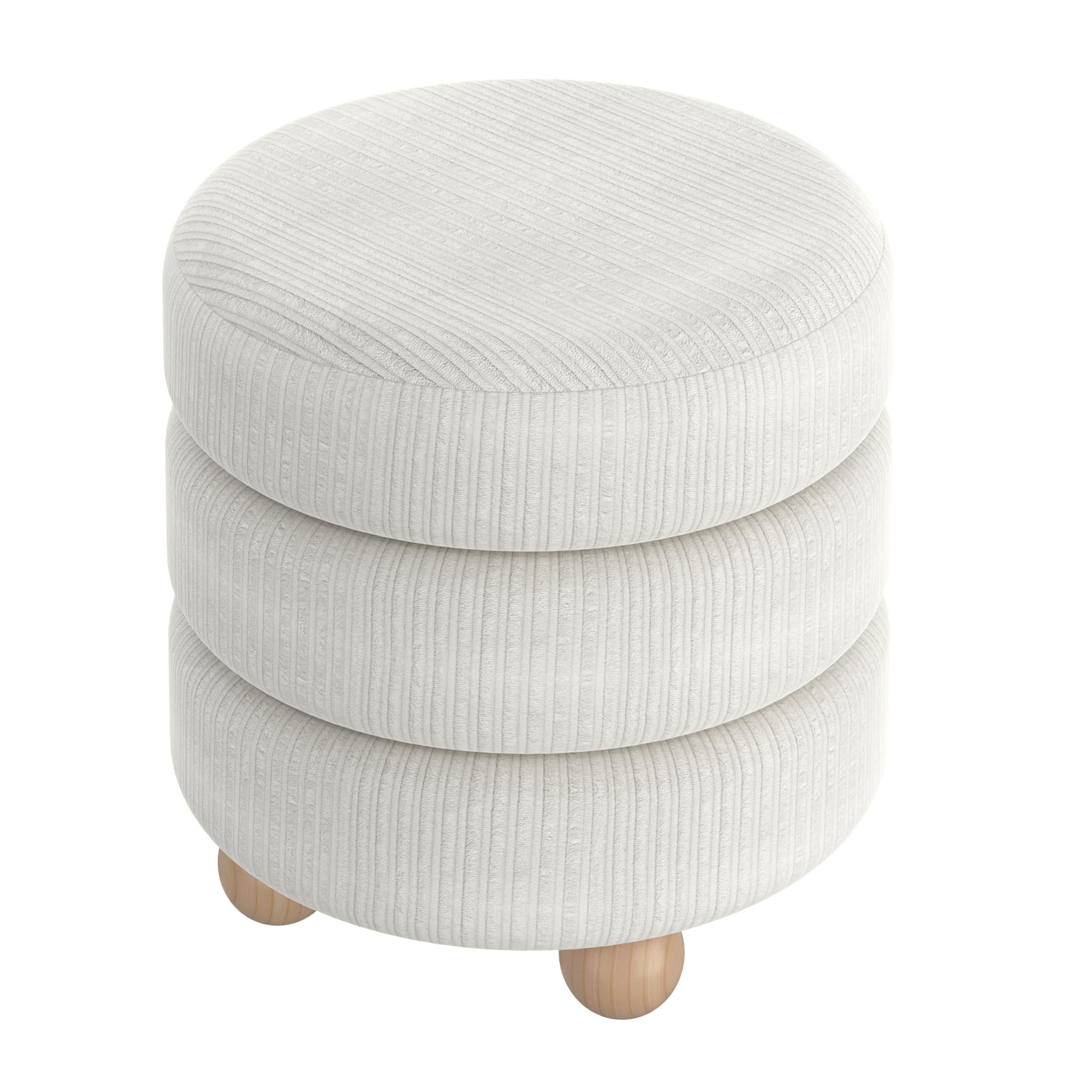  !nspire Willo 402-523IV Round Ottoman - Ivory IMAGE 3