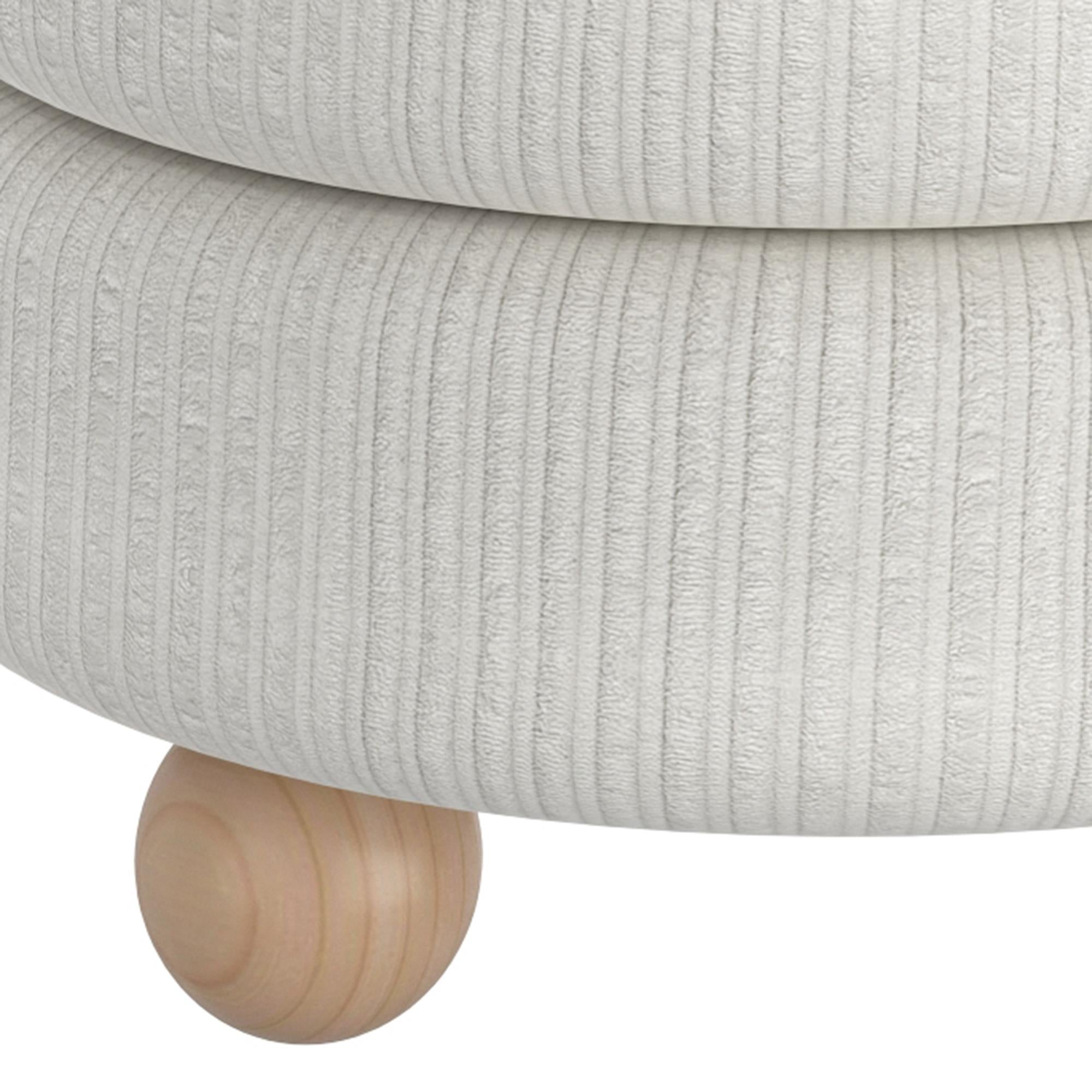  !nspire Willo 402-523IV Round Ottoman - Ivory IMAGE 5