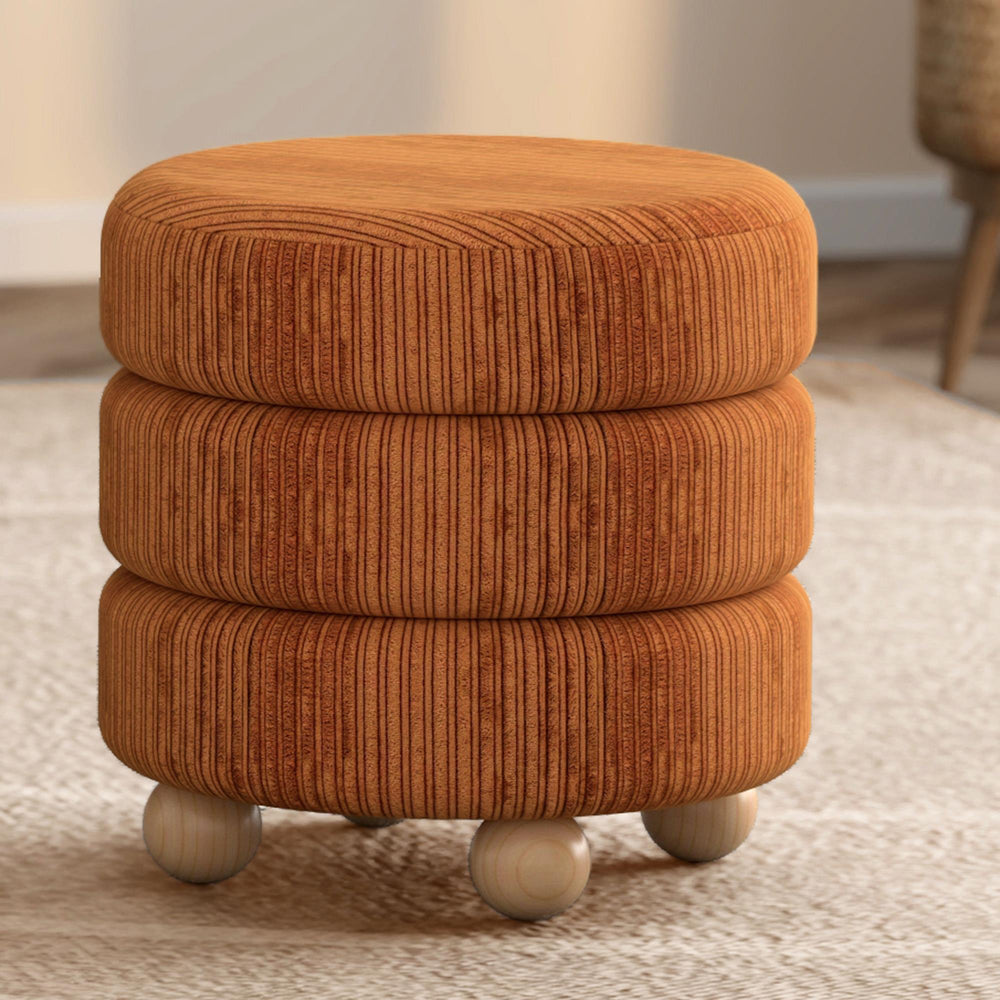  !nspire Willo 402-523RBN Round Ottoman - Rust Brown IMAGE 2
