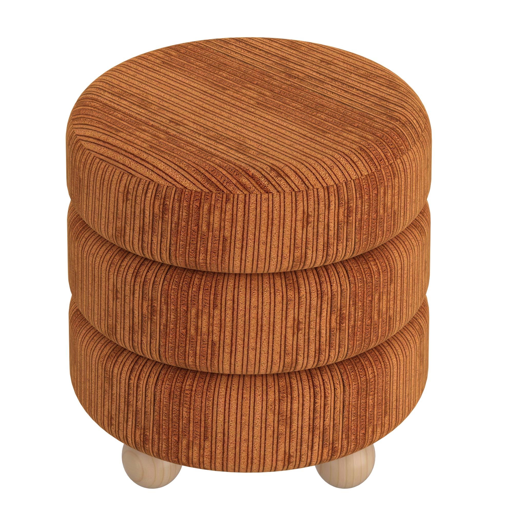  !nspire Willo 402-523RBN Round Ottoman - Rust Brown IMAGE 3
