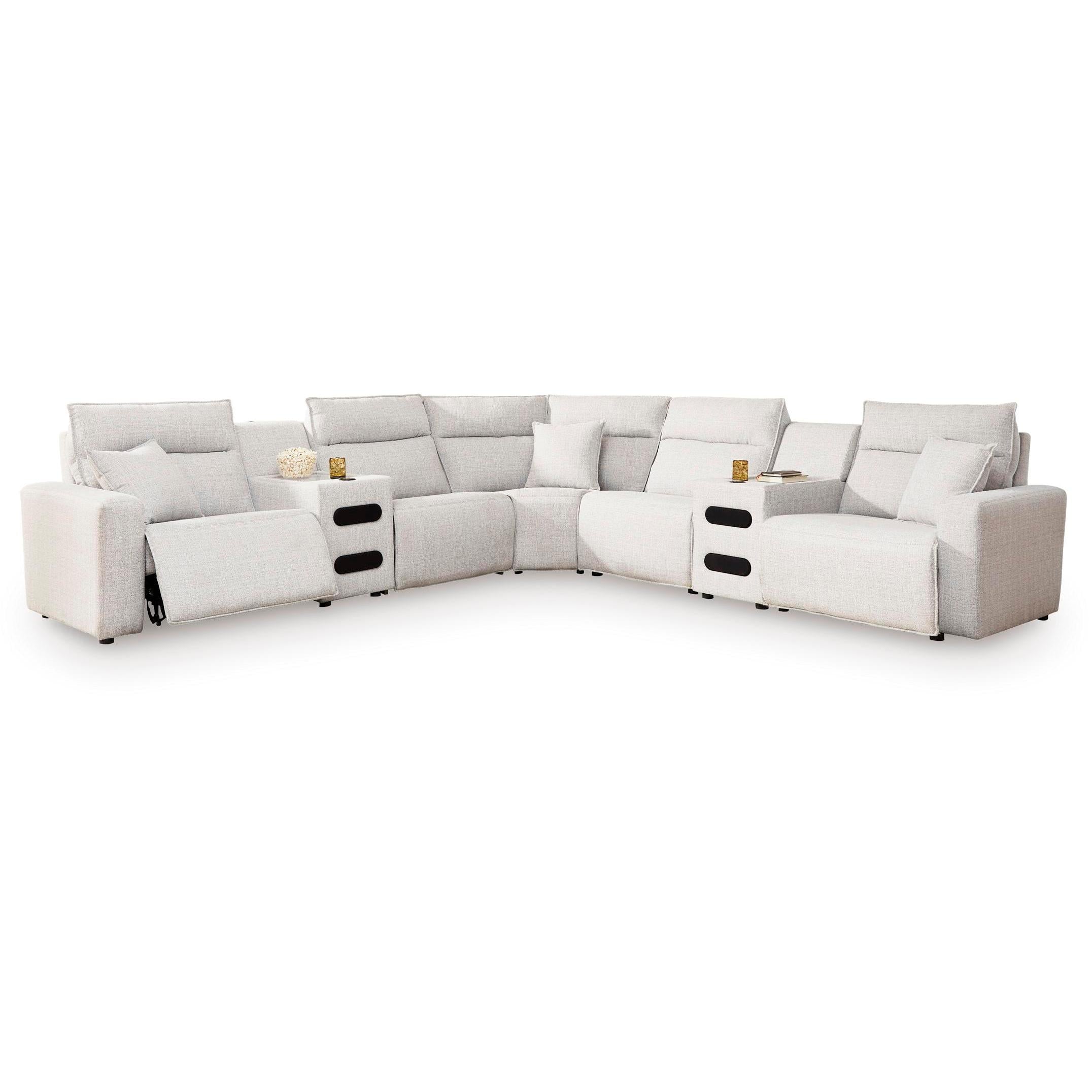  Signature Design by Ashley ModMax II 65907S9 7 pc Power Reclining Sectional with Chaise and Audio Consoles IMAGE 1