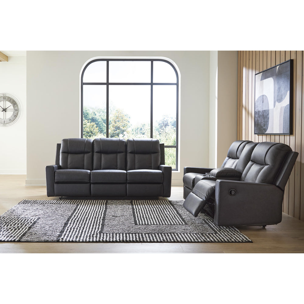  Benchcraft Mackmenville Reclining Leather Look Loveseat with Console 7471394 IMAGE 8