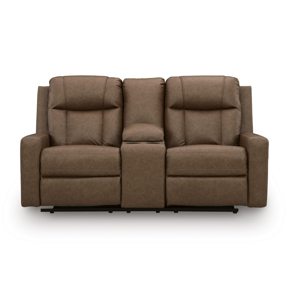 Benchcraft Mackmenville Reclining Leather Look Loveseat with Console 7471494 IMAGE 3