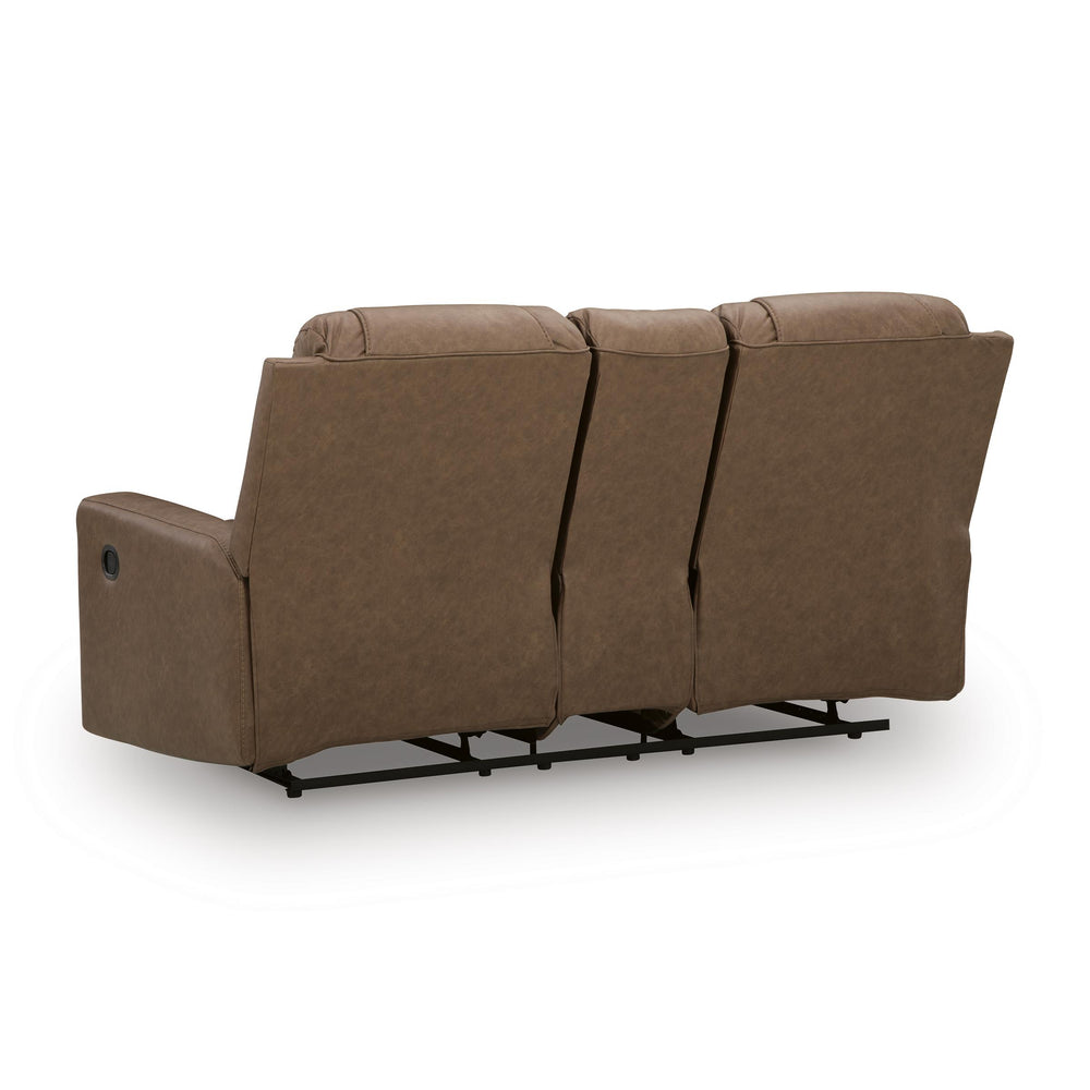  Benchcraft Mackmenville Reclining Leather Look Loveseat with Console 7471494 IMAGE 4