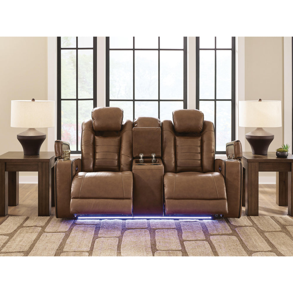  Signature Design by Ashley Gruaro PCU1420018 Power Reclining Loveseat with Console  & Adjutasble Headrest IMAGE 6