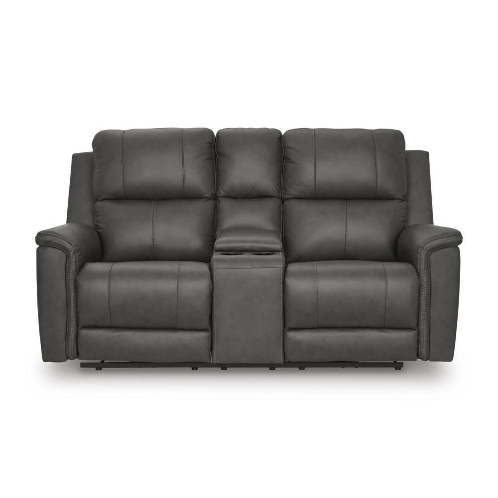  Signature Design by Ashley Bleckley Power Reclining Leather Match Loveseat with Console PCU1200018C IMAGE 3
