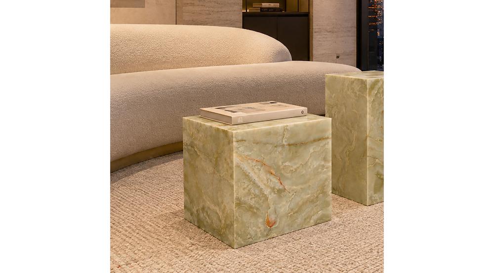 Artemis Square Accent Table in Jade Onyx