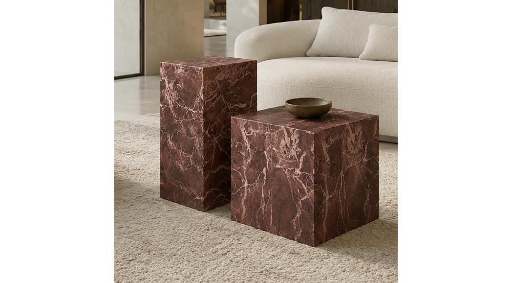 Artemis Tall Accent Table in Red Levanto