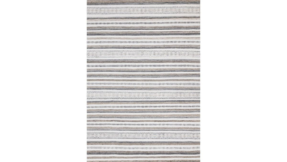 Aspen White Grey Brown Striped Southwestern Pattern Rug