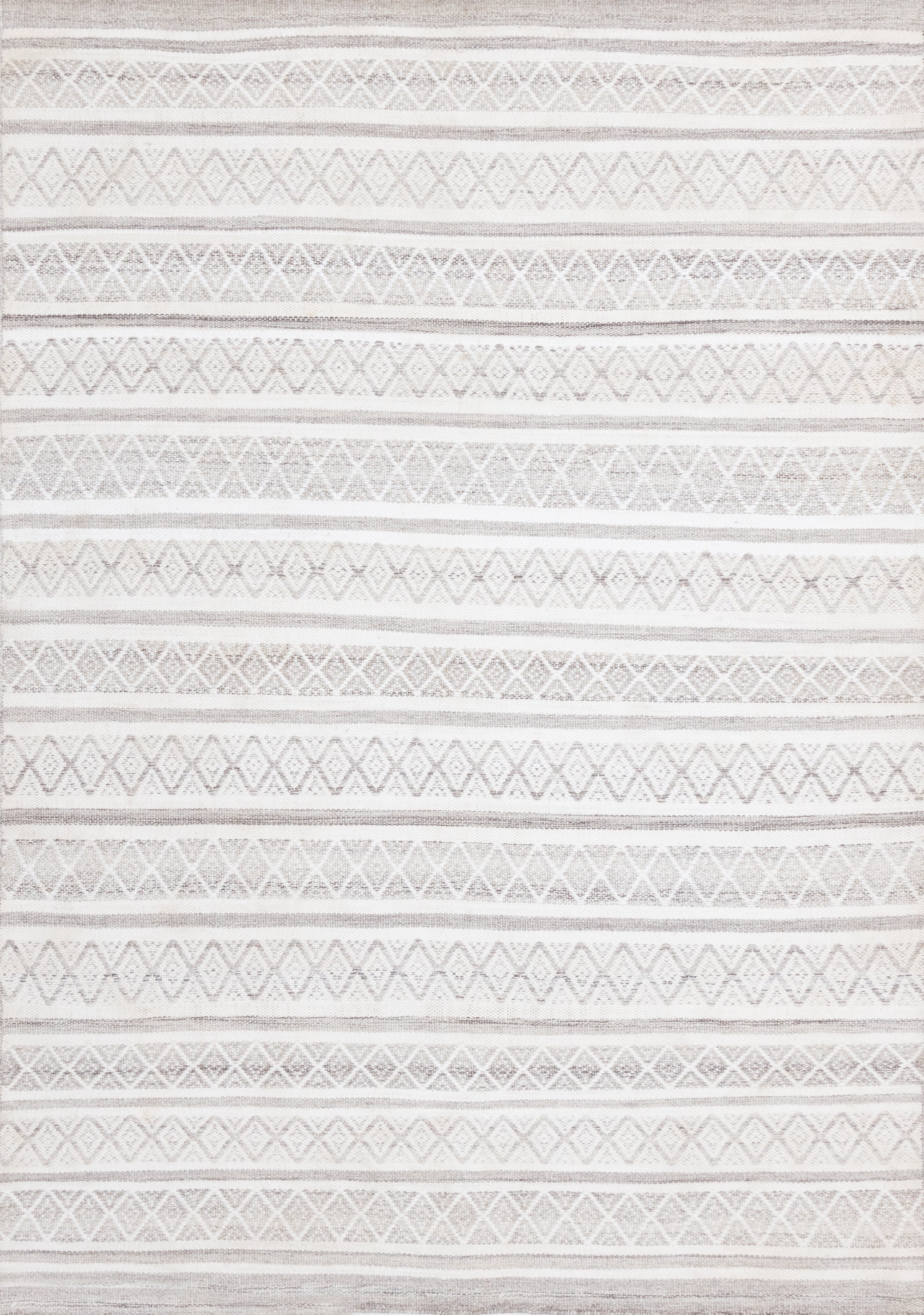 Aspen Grey Cream Striped Diamond Pattern Rug