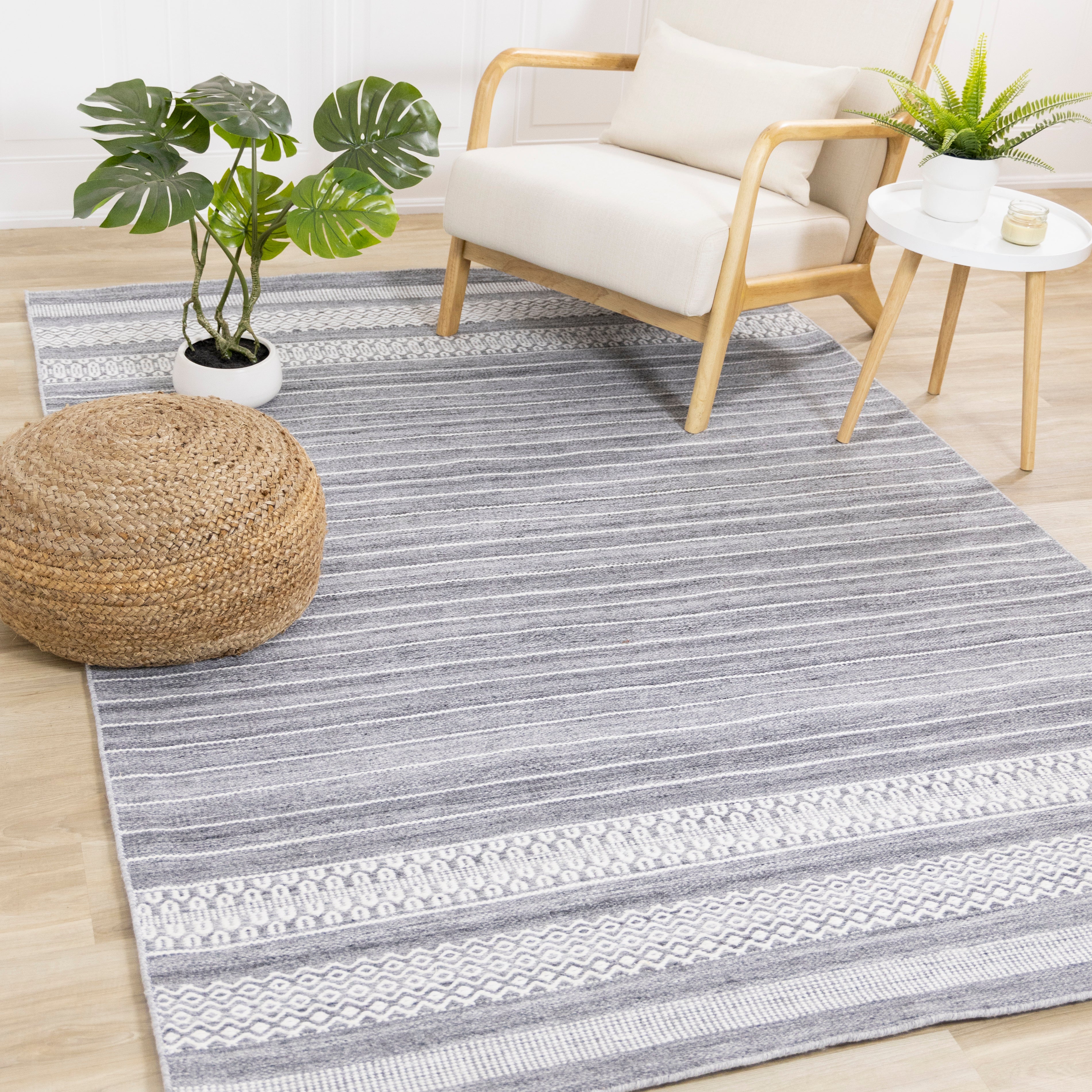 Aspen Striped Pattern Woven Rug