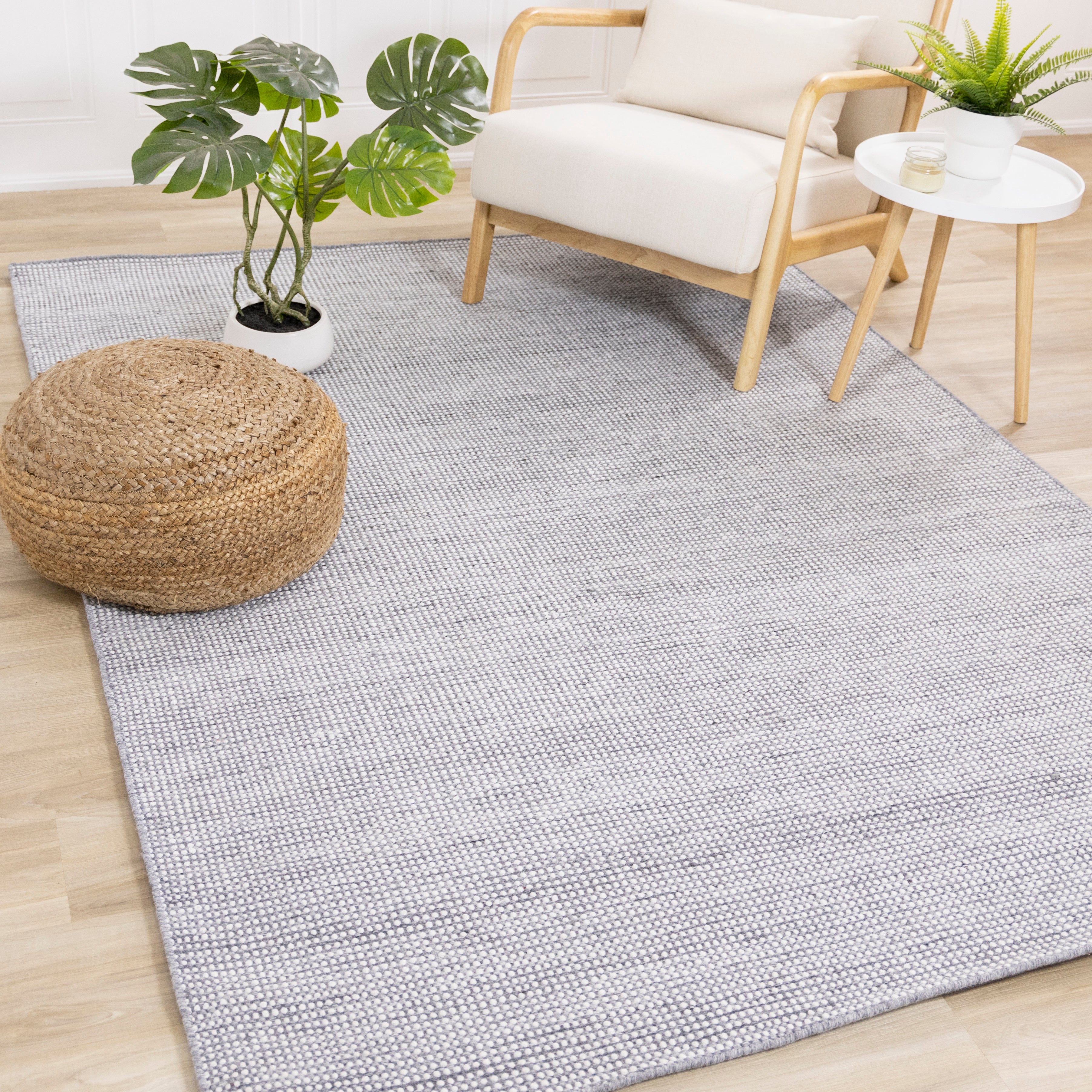 Aspen Grey Cream Woven Dot Rug