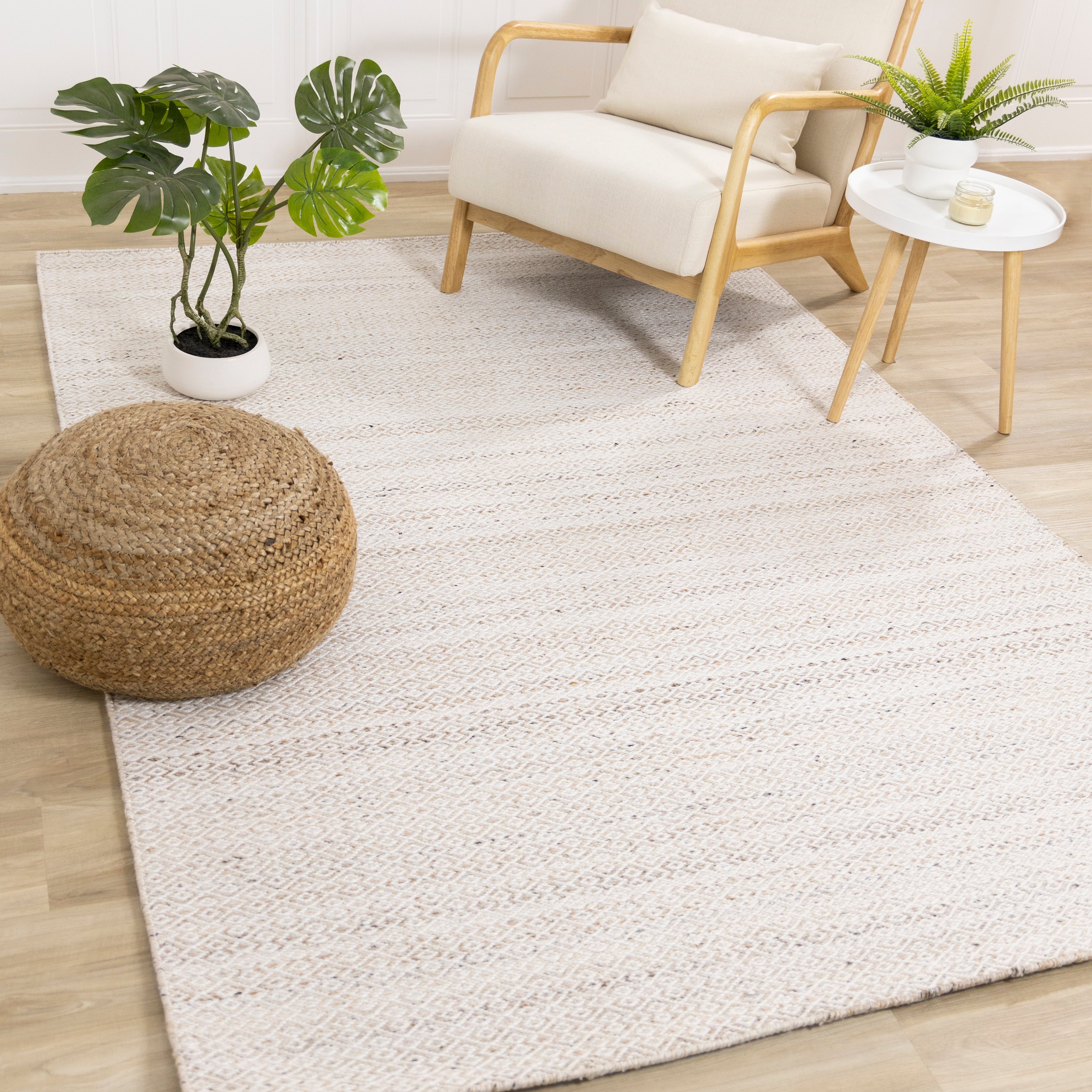 Aspen Beige Cream Rhombus Pattern Woven Rug