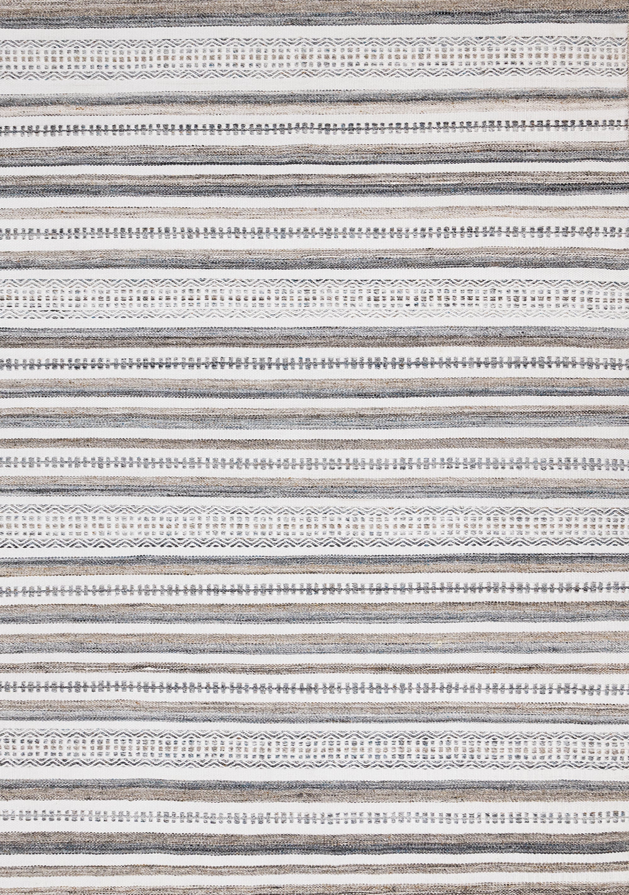 Aspen White Grey Brown Striped Southwestern Pattern Rug