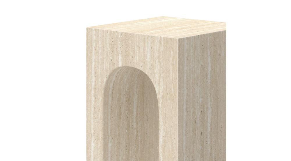 Atticus Square Accent Table in Travertine