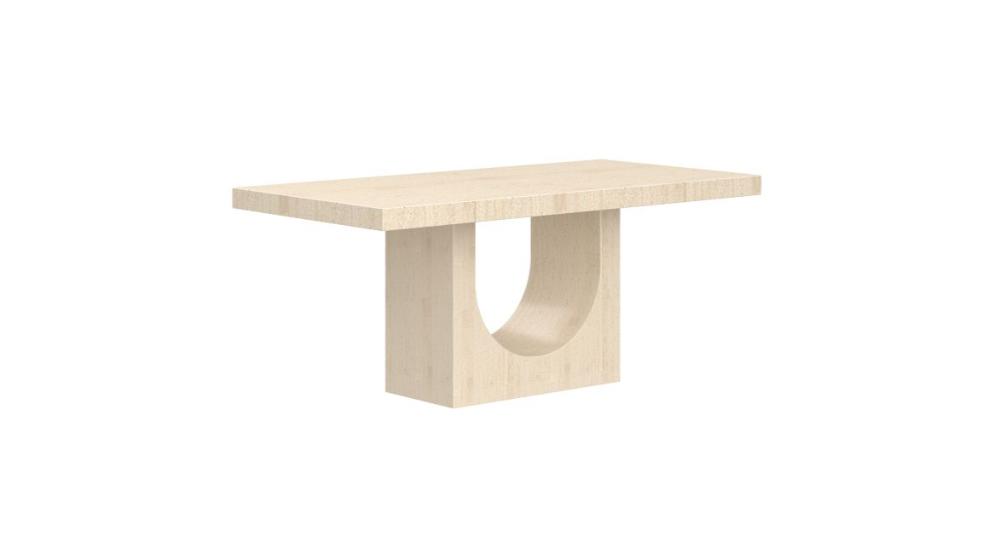 Aurelia and Koda 7pc Dining Set - Travertine Table and Beige Chairs