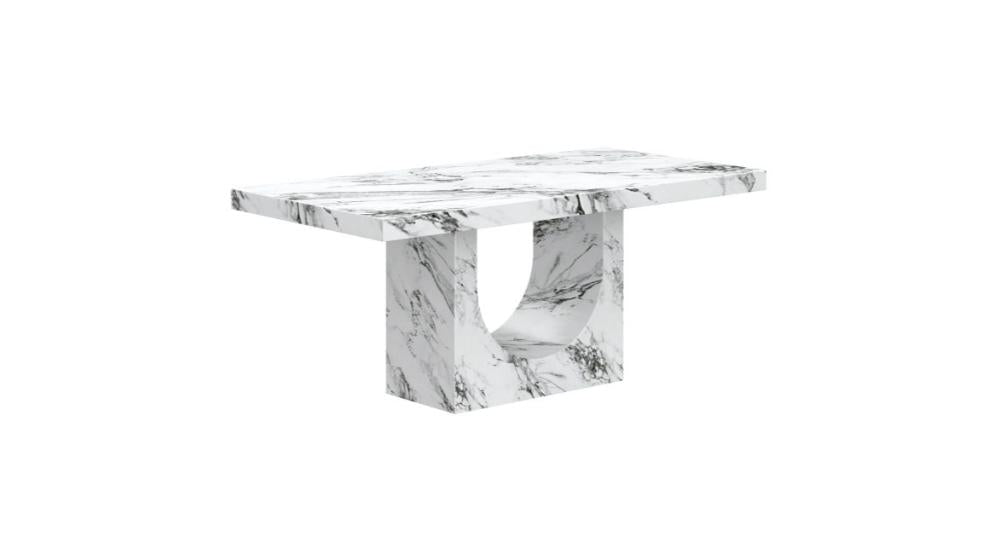 Aurelia and Mateo 7pc Dining Set - Bulgari White Table and Black Chairs