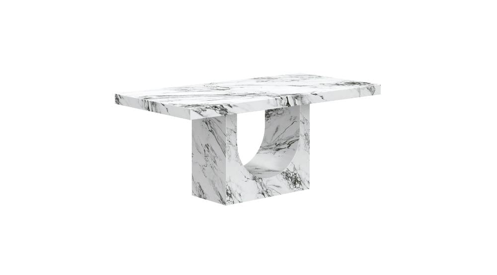 Aurelia and Mateo 7pc Dining Set - Bulgari White Table and Black Chairs