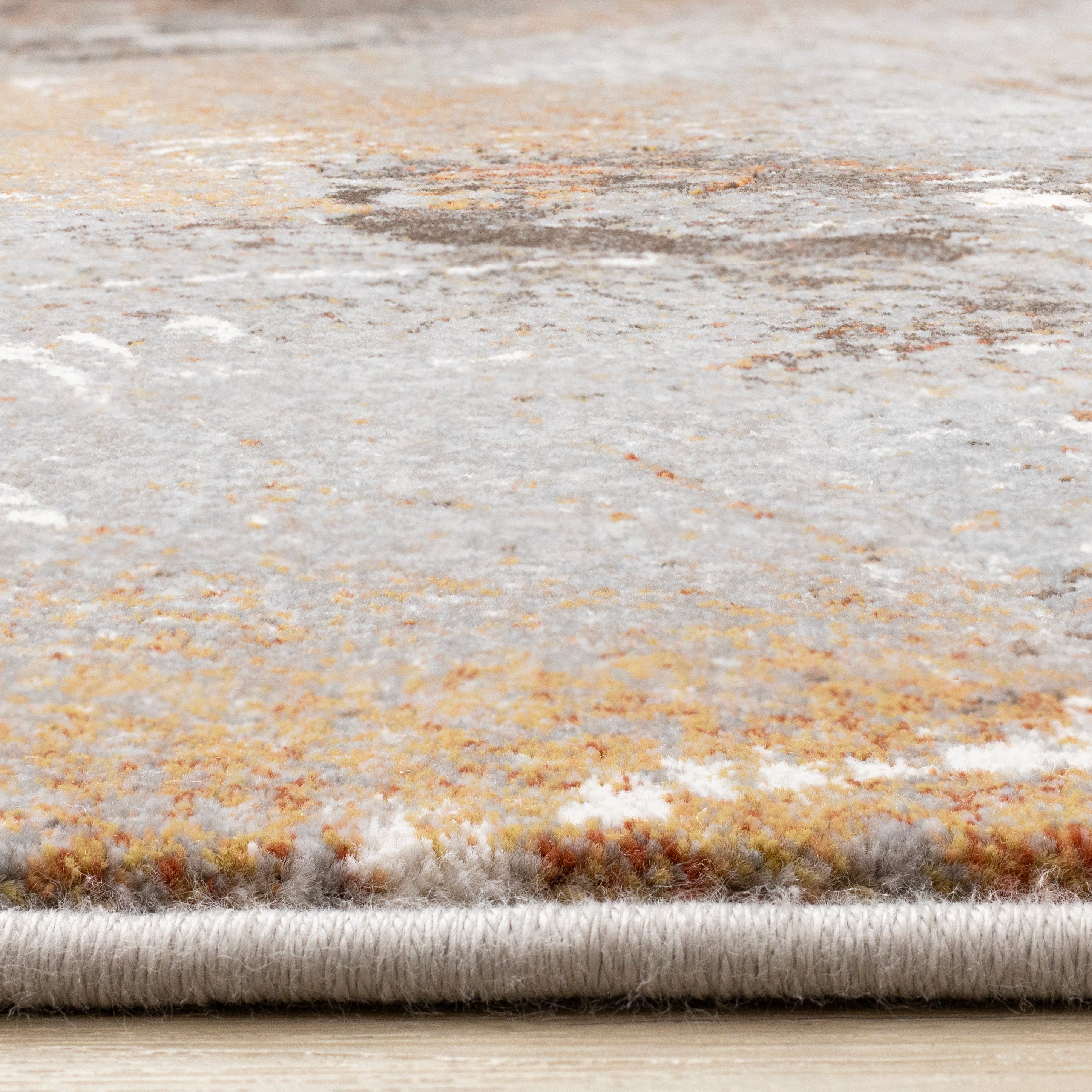 Aurora Grey Orange White Distressed Abstract Rug