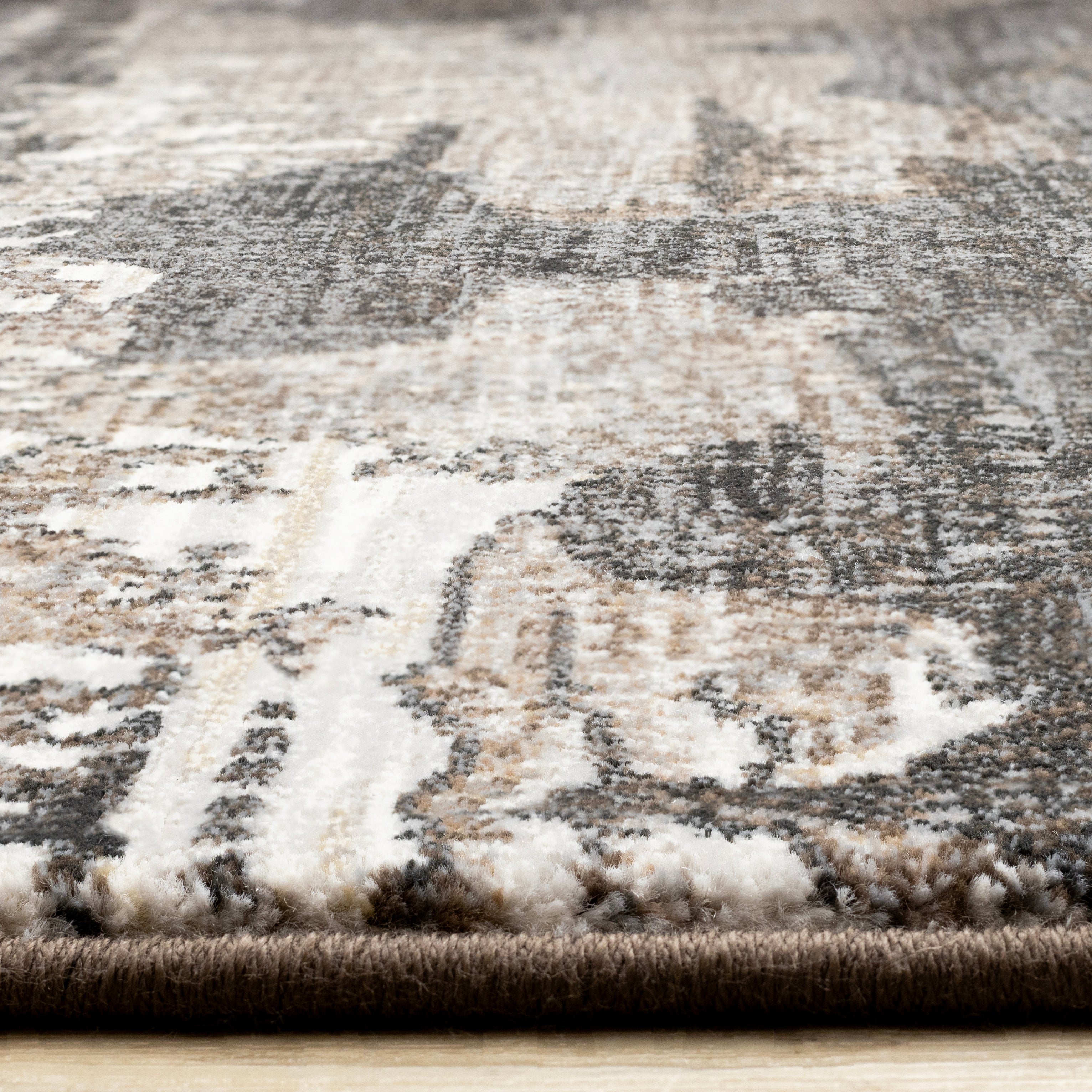 Aurora Grey Black Cream Brown Stormy Sky Rug