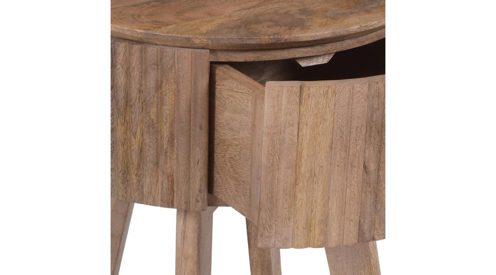 Balark Round 1 Drawer Accent Table in Natural