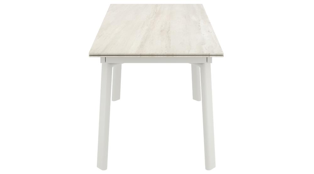 Bellaro and Caprese 7pc Dining Set - Travertine Table and Cream Chairs