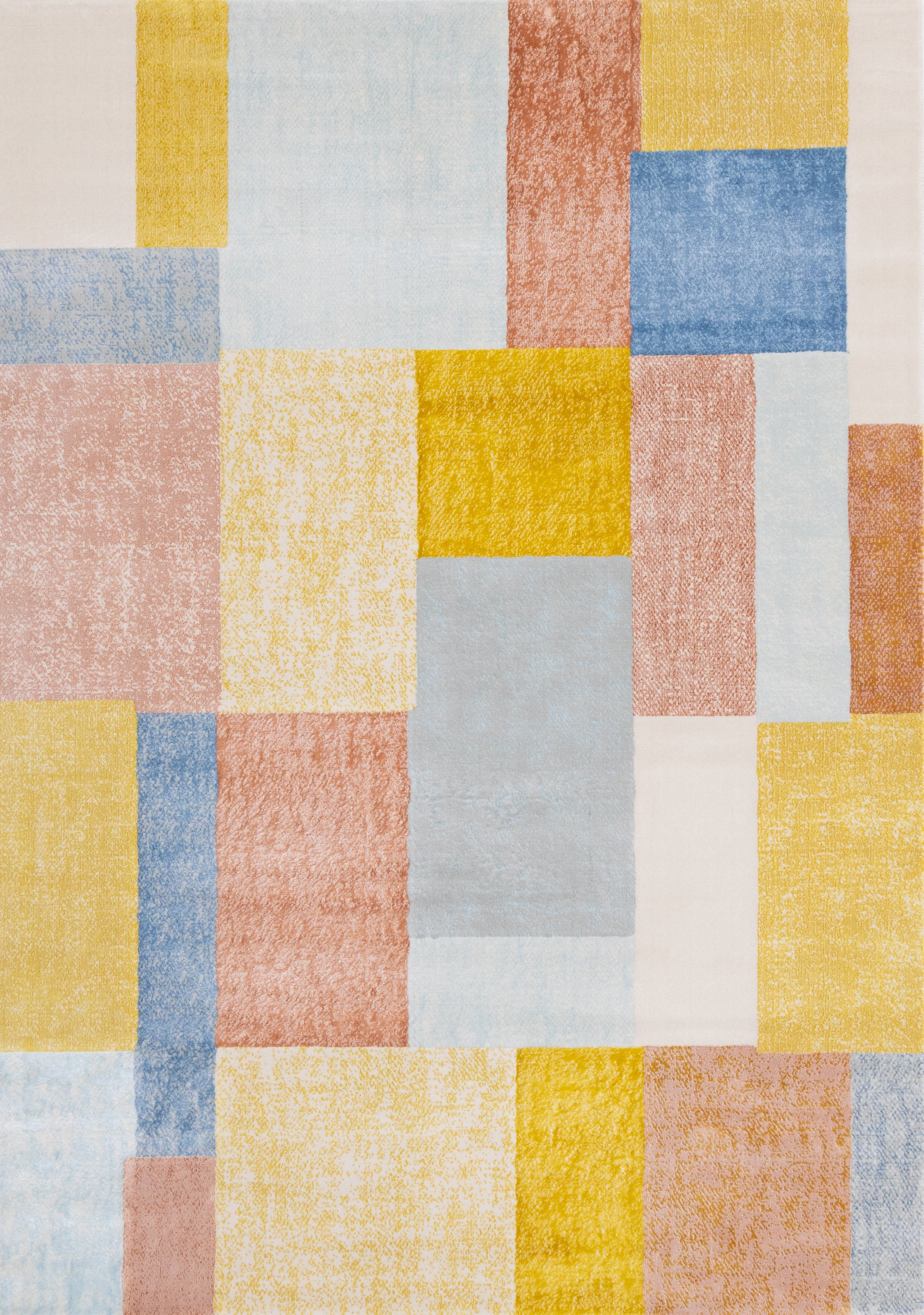 Belle Yellow Orange Blue Colour Blocks Rug