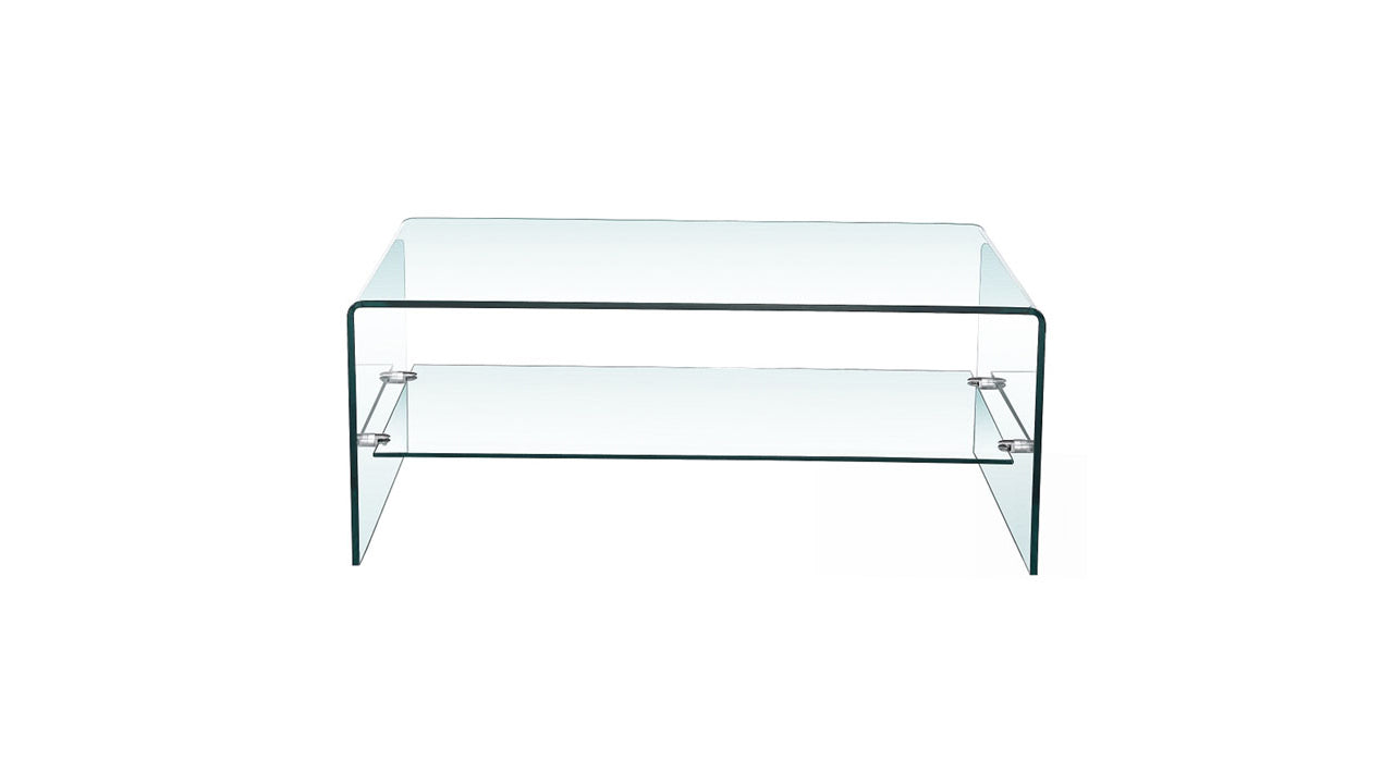 Bent Glass Coffee Table With Shelf