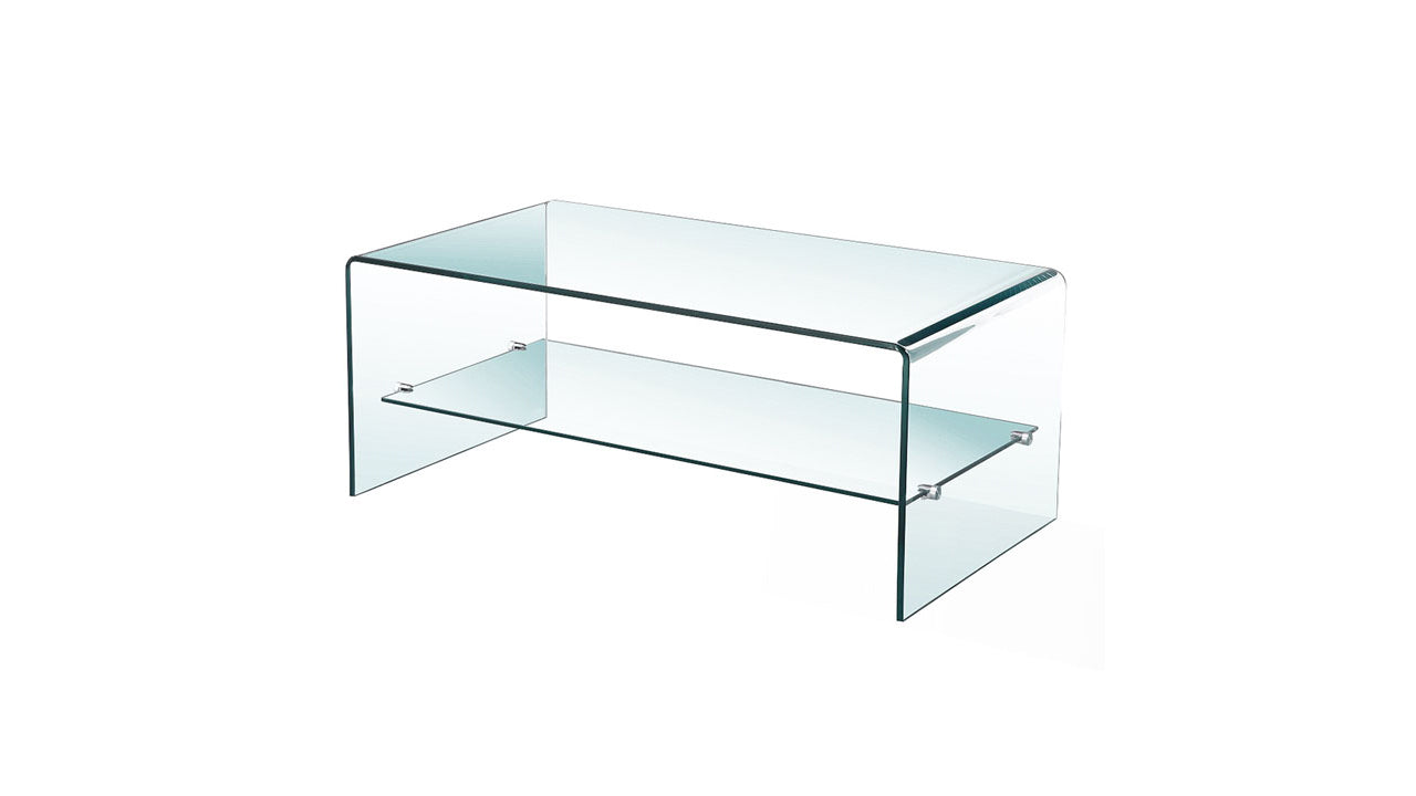 Bent Glass Coffee Table With Shelf