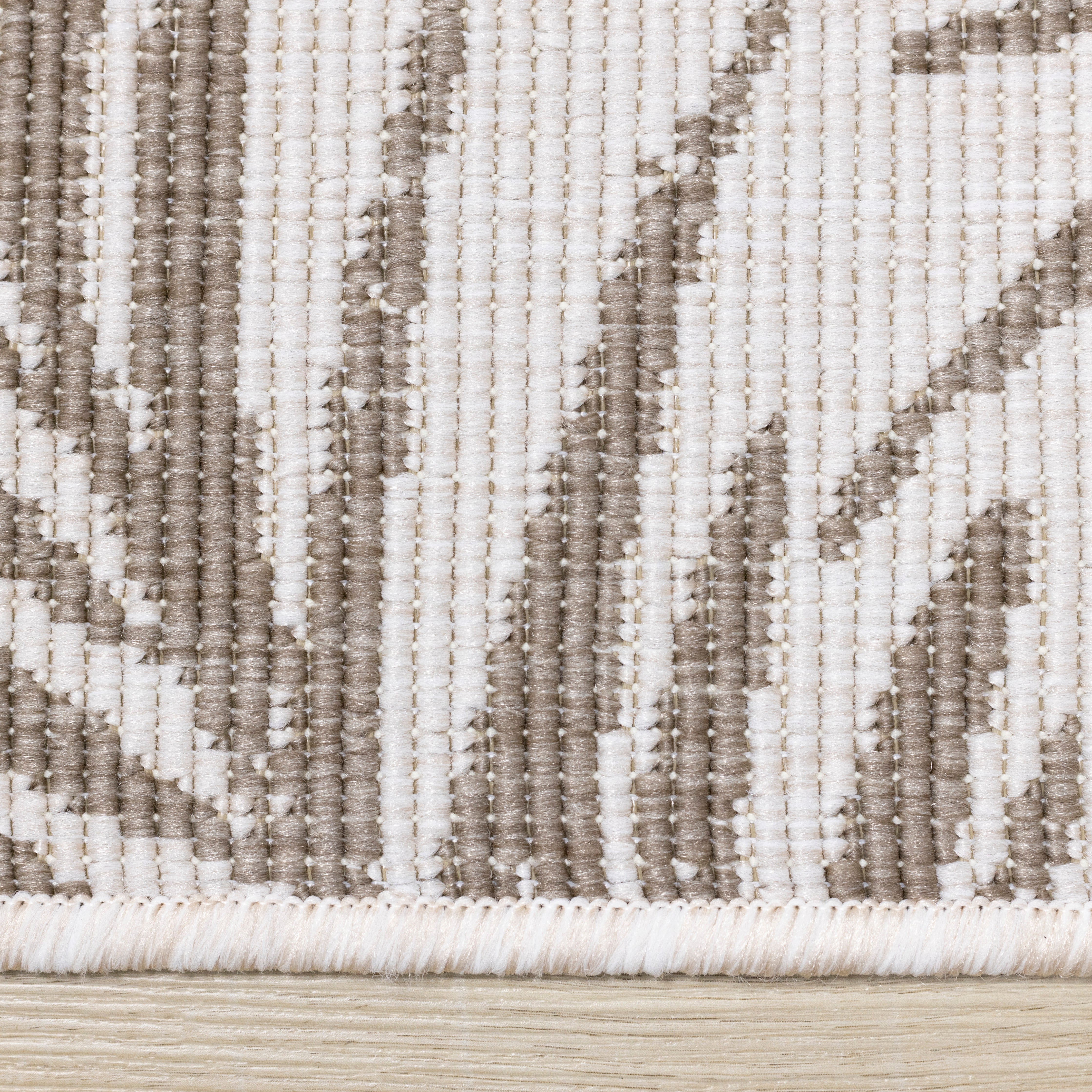 Bristol Beige Cream Leaf Motif Reversible Rug